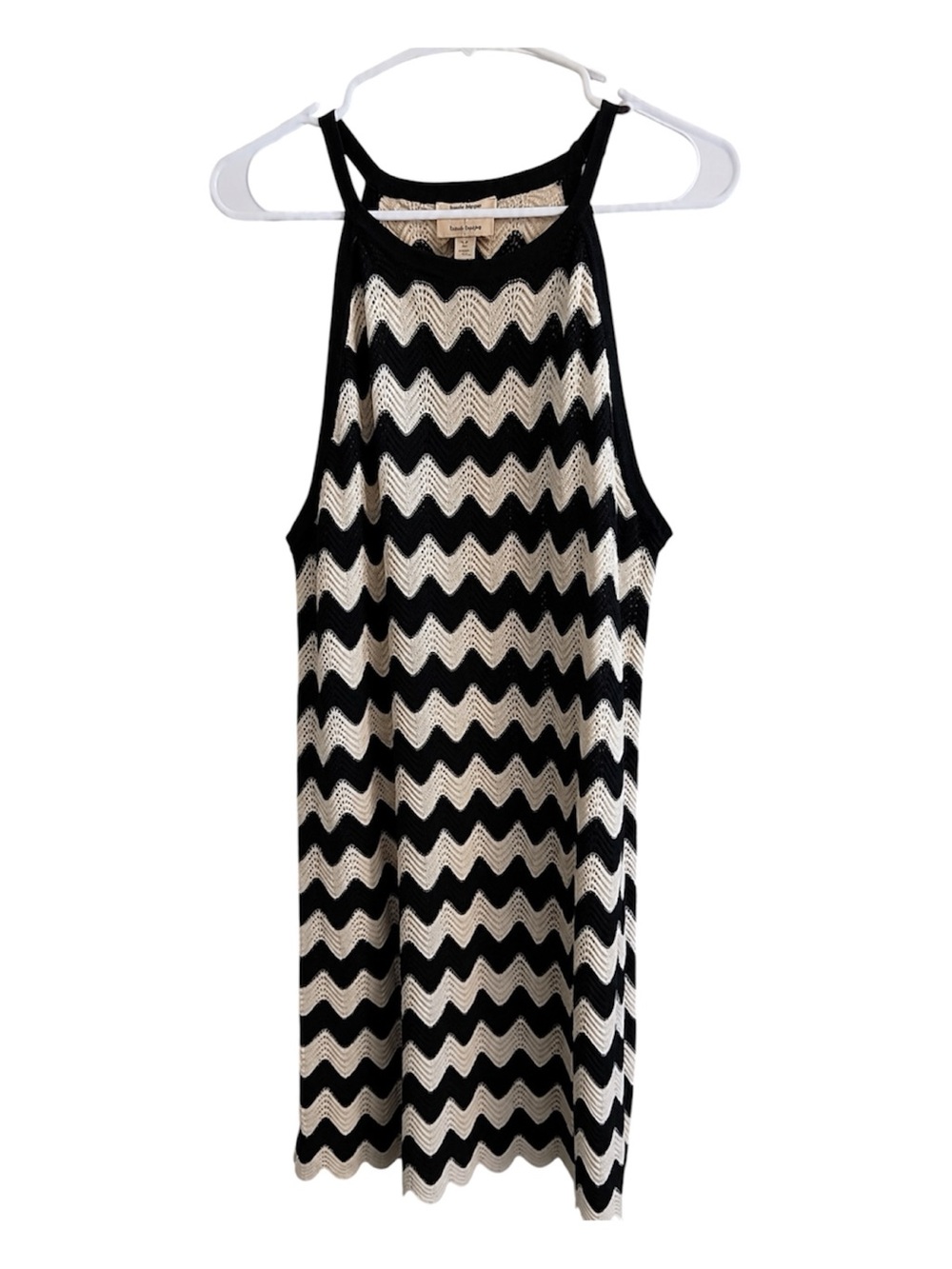 Haute Hippie Black & White Wave Striped Women's XL Knit Tank Cover Dress